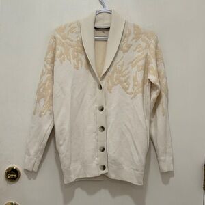 Women's Tibi Cream Grandfather Collar Button-Up Sweater Cardigan
